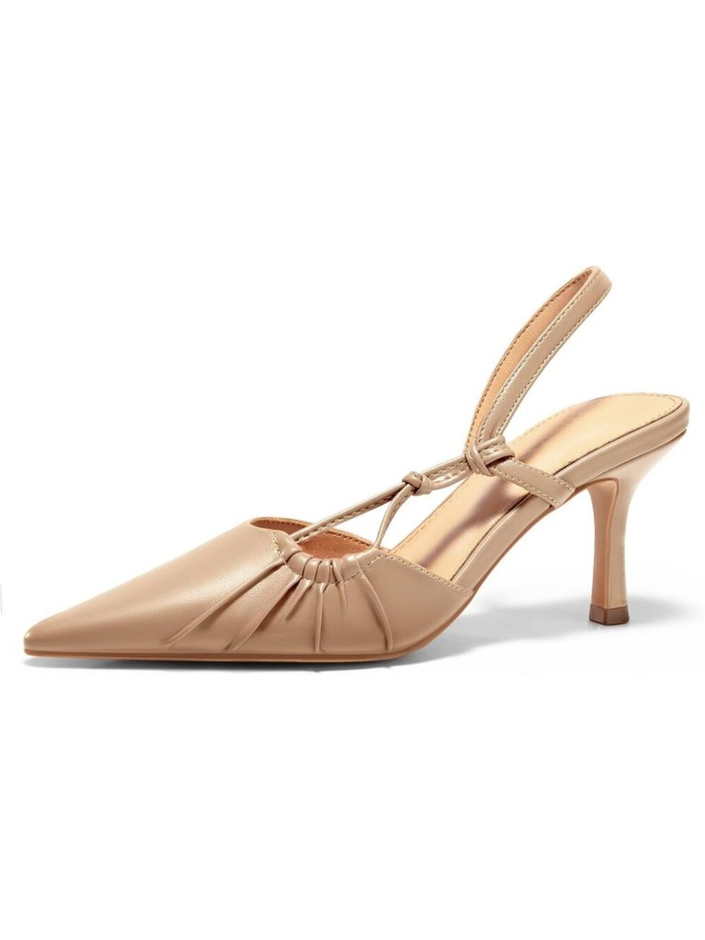 Women's Khaki Slingback Kitten Heels Closed Pointed Toe Pumps Party Dress Shoes